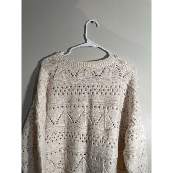Sundance Minnie V Neck Confetti Open Knit Sweater in Ivory - Picture 8 of 11